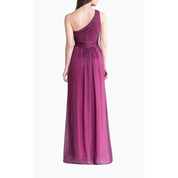 Alfred Angelo One-Shoulder Purple Chiffon Bridesmaid/Prom/Formal Dress Size 6 - Picture 2 of 13